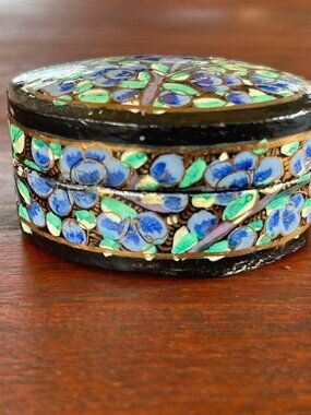 Folk Art India Kashmir Art Paper Hand Painted Jewelry Gift Box